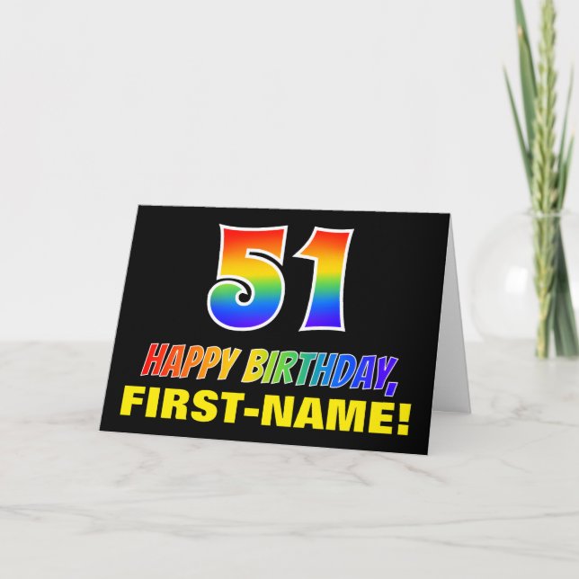 Carte 51e anniversaire : Bold, amusant, simple, arc-en-c (Devant)
