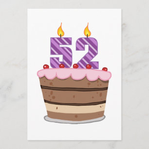 Carte 52 ans sur le gâteau d'anniversaire