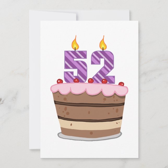 Carte 52 ans sur le gâteau d'anniversaire (Devant)