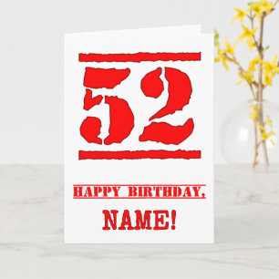 Carte 52e anniversaire : Amusant, Timbre en caoutchouc r