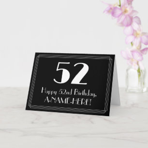 Carte 52e anniversaire ~ Art Déco Inspiré Look "52", Nom