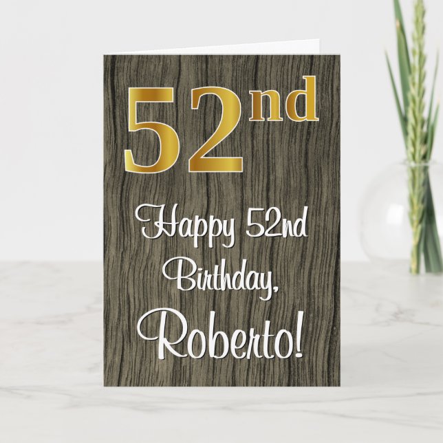 Carte 52e anniversaire : Elégant look d'or Faux #, Faux  (Devant)