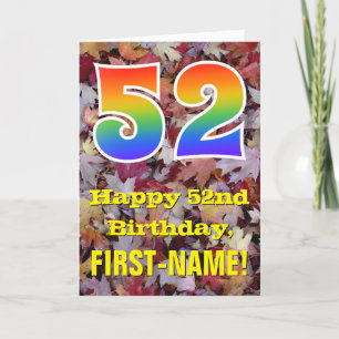 Carte 52e anniversaire; feuilles d'automne rustiques; ar