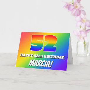 Carte 52e Anniversaire : Motif arc-en-ciel multicolore #