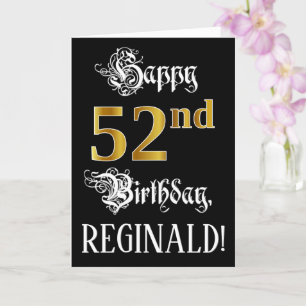 Carte 52e anniversaire — Script fantaisie; look or Faux;