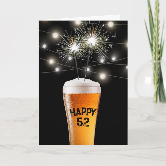 Carte 52e Anniversaire Sparkler En Verre De Bière (Devant)