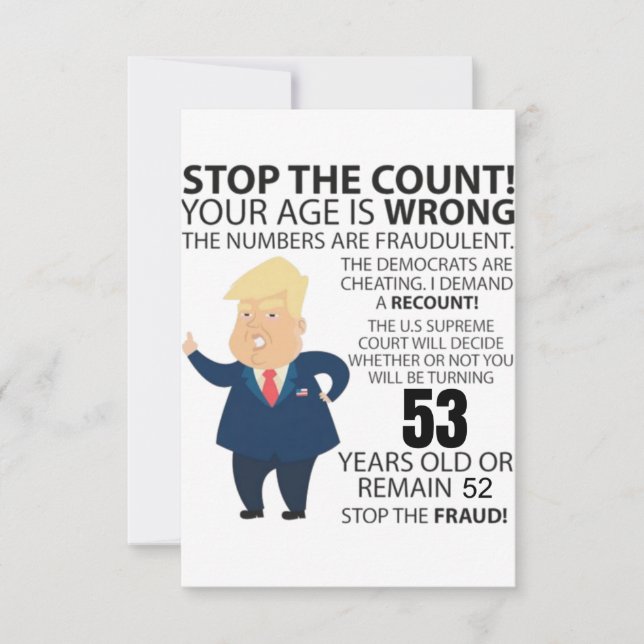 Carte 53 ans Trump heureux anniversaire présent drôle (Devant)