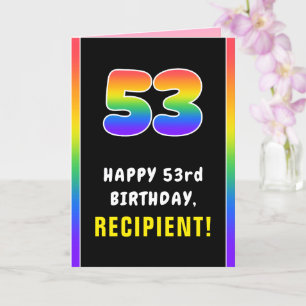 Carte 53e anniversaire : Arc-en-ciel coloré # 53, Nom pe