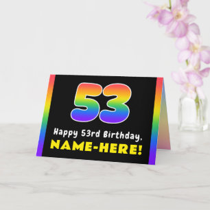 Carte 53e anniversaire : Arc-en-ciel coloré # 53, Nom pe
