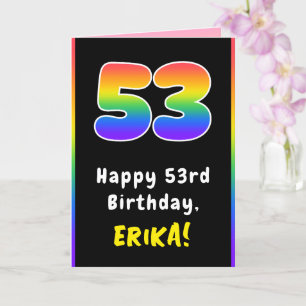 Carte 53e anniversaire : Arc-en-ciel coloré # 53, Nom pe