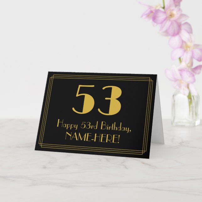 Carte 53e anniversaire : Art Déco Inspiré Look "53" + No (Orchidée)