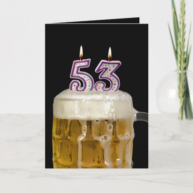 Carte 53e anniversaire Bière en noir (Devant)