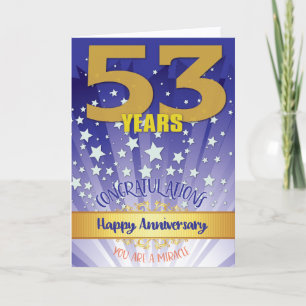 Carte 53e anniversaire de rétablissement chiffre gras