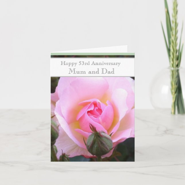 Carte 53e anniversaire du Mariage Rose rose (Devant)