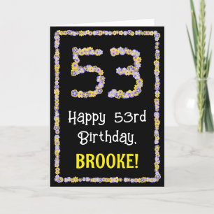 Carte 53e anniversaire : Floral Flowers Numéro, Nom pers