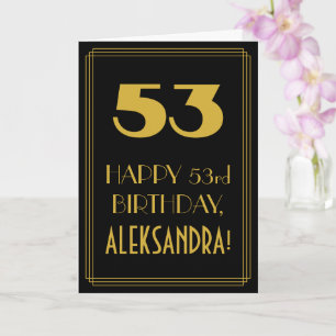 Carte 53e Anniversaire ~ Look inspiré de l'Art Déco "53"