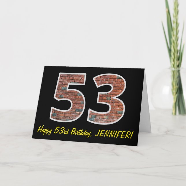 Carte 53e anniversaire - Motif de mur de briques "53" av (Devant)