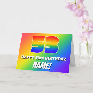 Carte 53e anniversaire : Motif Rainbow multicolore # 53
