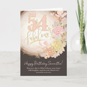Carte 54 ans & Fabulueuse Fleurie Photo Anniversaire Per