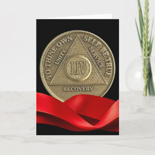 Carte 54 ans Joyeux Anniversaire Pièce AA Ruban Rouge