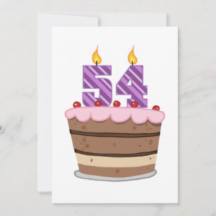 Carte 54 ans sur le gâteau d'anniversaire