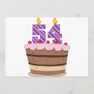 Carte 54 ans sur le gâteau d'anniversaire
