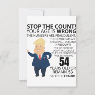 Carte 54 ans Trump heureux anniversaire présent drôle
