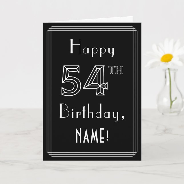 Carte 54e anniversaire : Art Déco Style # 54 & Nom perso (Petite plante)