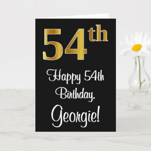 Carte 54e anniversaire ~ Elégant Luxueux Faux Gold Look 
