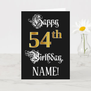 Carte 54e anniversaire — Script fantaisie; look or Faux;