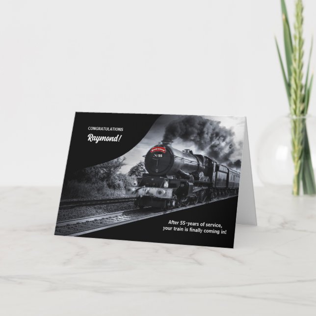 Carte 55 ans Ferroviaire Retraite Félicitations Train (Devant)