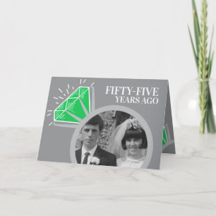 Carte 55e anniversaire Anneau émeraude maintenant puis p