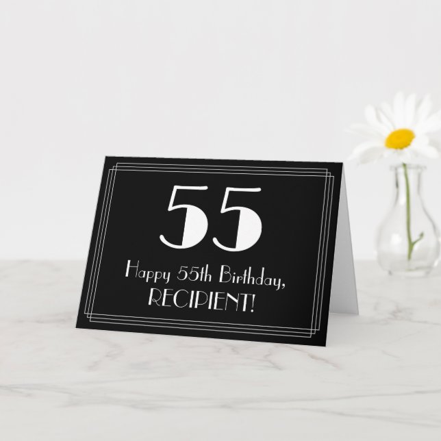 Carte 55e anniversaire ~ Art Déco Inspiré Look "55", Nom (Petite plante)