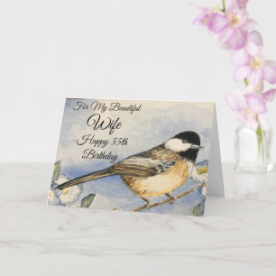 Carte 55e anniversaire belle femme jolie chickadee