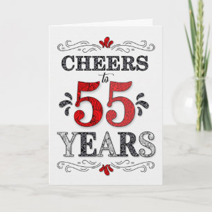 Carte 55e anniversaire Cheers en Motif noir blanc rouge