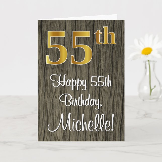Carte 55e anniversaire : Elégant Faux Gold Look #, Faux  (Petite plante)