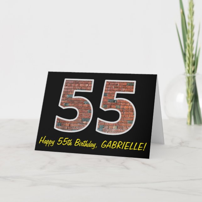 Carte 55e anniversaire - Motif de mur de briques "55" av (Devant)
