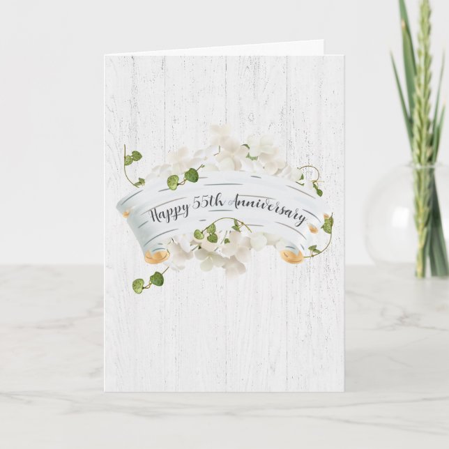 Carte 55e Anniversaire Sur Birch Scroll With Ivy (Devant)