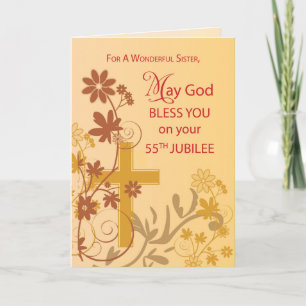 Carte 55e Jubilé Anniversaire Croix de la Nun, Fleurs, F