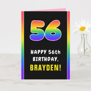 Carte 56e anniversaire : Arc-en-ciel coloré # 56, Nom pe