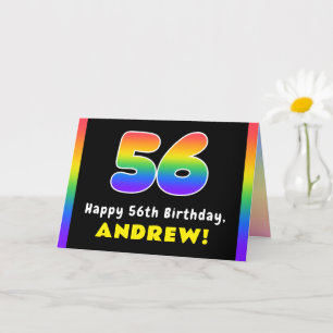 Carte 56e anniversaire : Arc-en-ciel coloré # 56, Nom pe