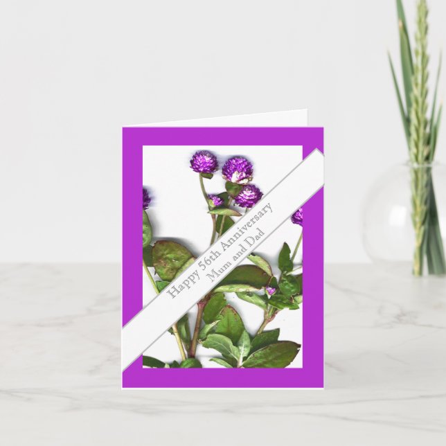 Carte 56e anniversaire du Mariage Globe Amaranth (Devant)