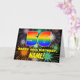 Carte 56e anniversaire : Feu d'artifice festif amusant e