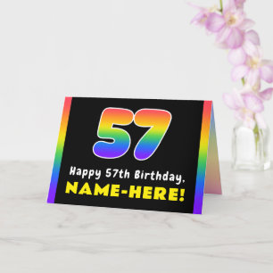Carte 57e anniversaire : Arc-en-ciel coloré # 57, Nom pe