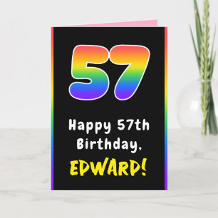 Carte 57e anniversaire : Arc-en-ciel coloré # 57, Nom pe