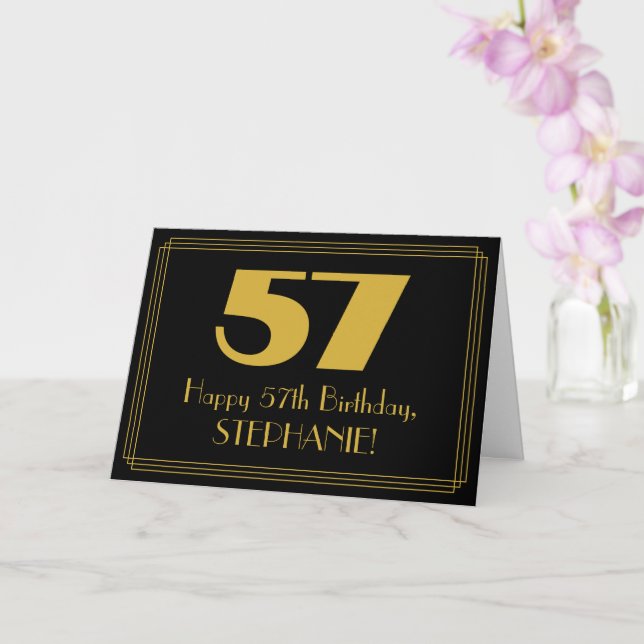 Carte 57e anniversaire : Art Déco Inspiré Look "57" & No (Orchidée)