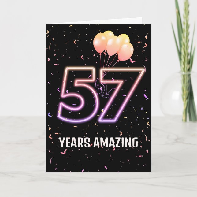 Carte 57e anniversaire Ballons et Confetti (Devant)