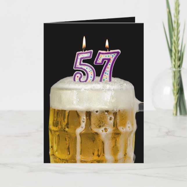 Carte 57e anniversaire Bière sur noir (Devant)