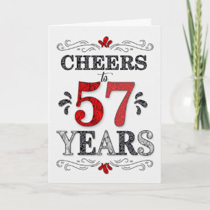 Carte 57e anniversaire Cheers en Motif noir blanc rouge