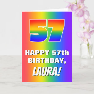 Carte 57e anniversaire : coloré, amusant Motif arc-en-ci